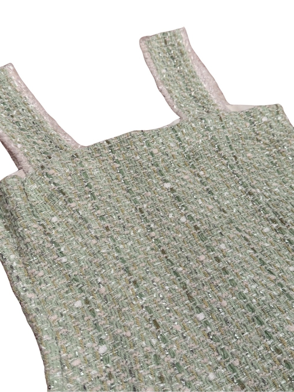 Maje Rinova Green Tweed Mini Dress Size 36 US 2-4 Mint Green Metallic Boucle - Picture 10 of 15